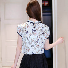 Load image into Gallery viewer, Women Summer Tops Chiffon Blouses Ladies Floral Print Feminine Blouse Short Sleeve Blusas Plus Size 3XL Tops