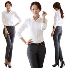 Load image into Gallery viewer, Women Fashion Office Lady OL Shirt Working Business Nursing Career Top White Solid Blouse blusa Mujer camicetta